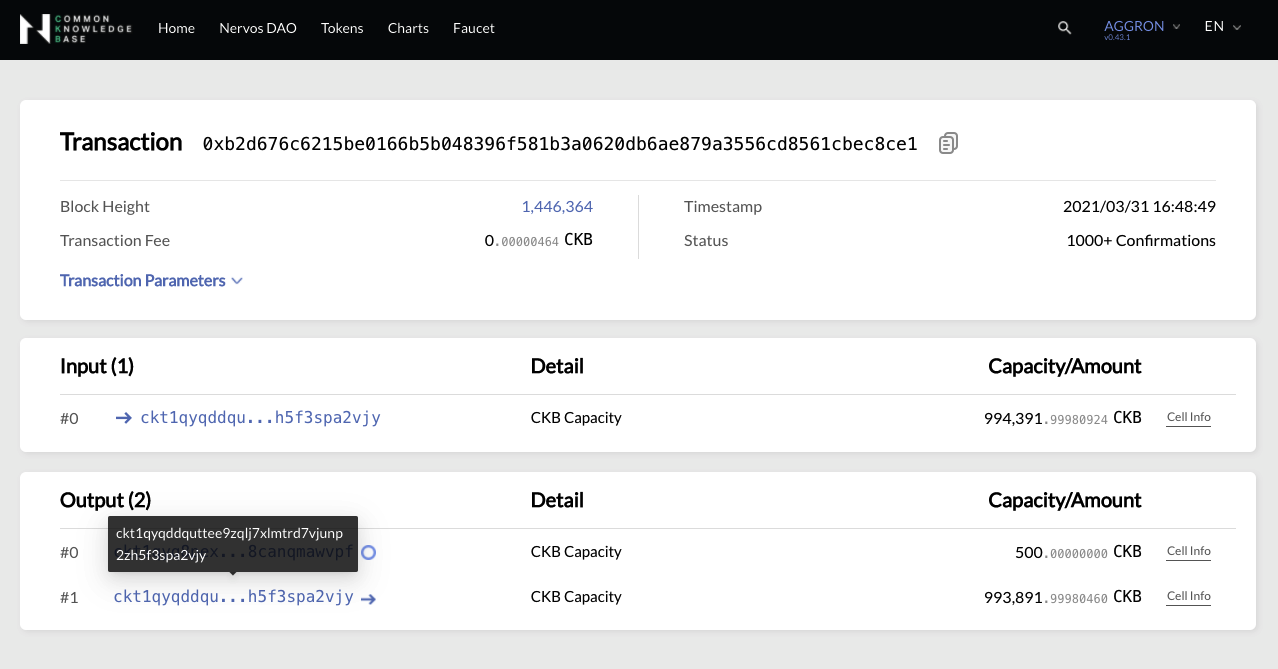 An Example usage of CKB-Explorer
